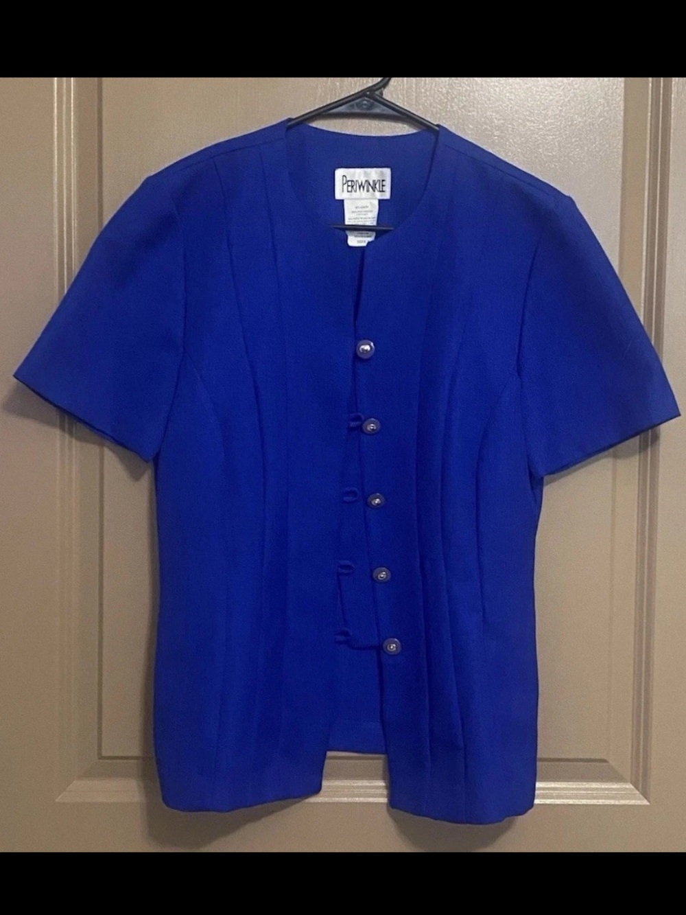 Vintage Periwinkle by Barlow Royal Blue Short Sleeve Button Front Blouse